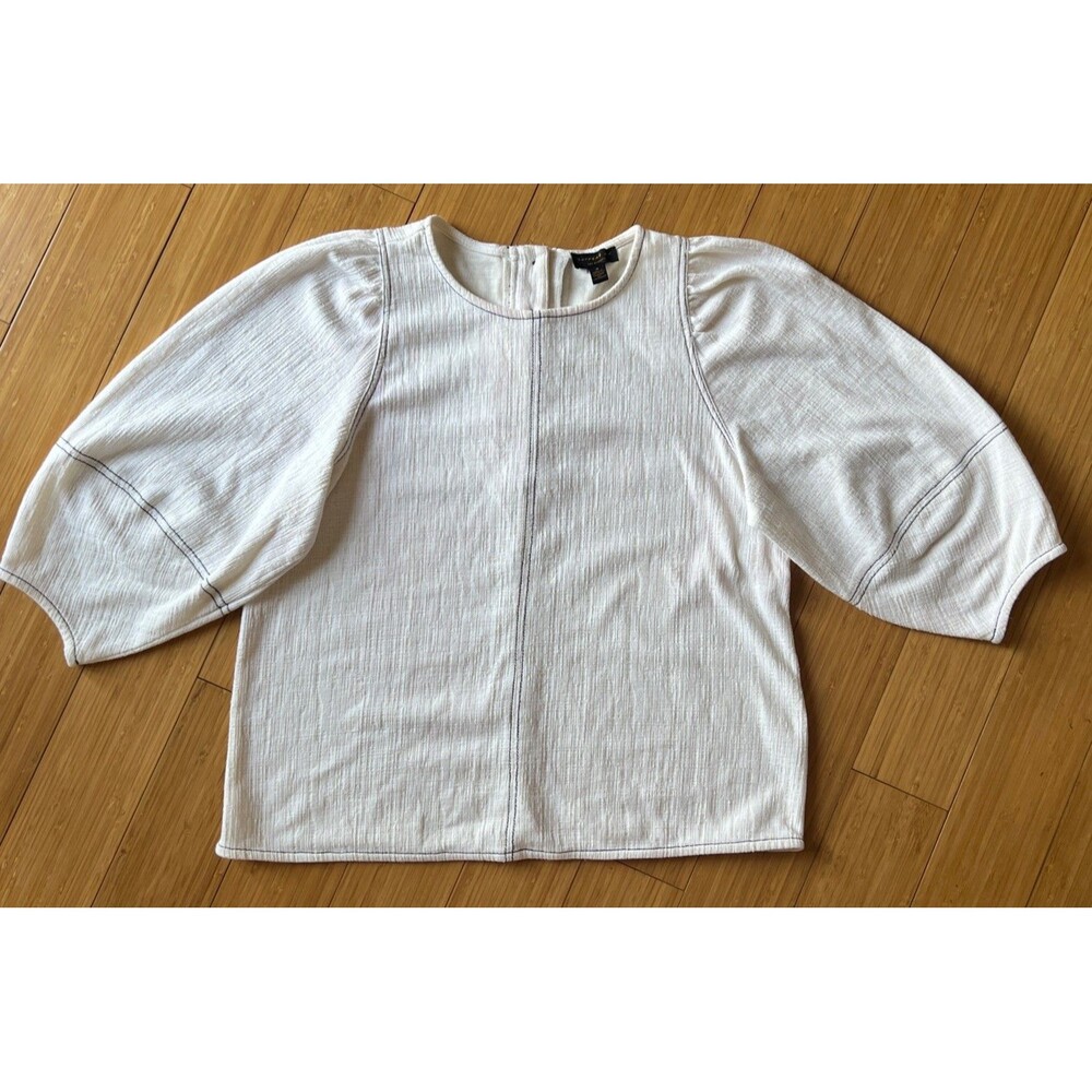 Current Air Shirt Womens Medium White 3/4 Sleeve Crew Neck Cotton Blend